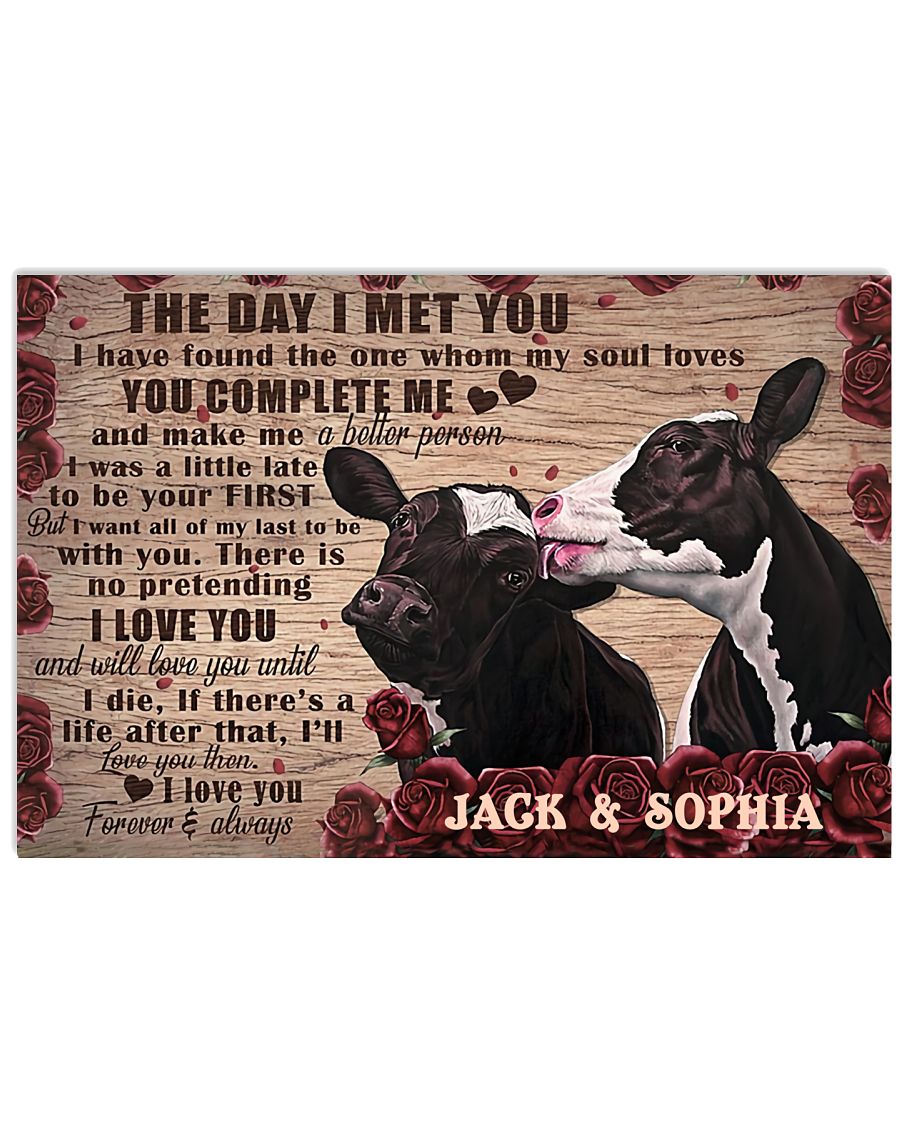 Cow Custom Couple The Day I Met You Poster Print, Canvas Print Wall Art, Canvas Poster Wall Decor