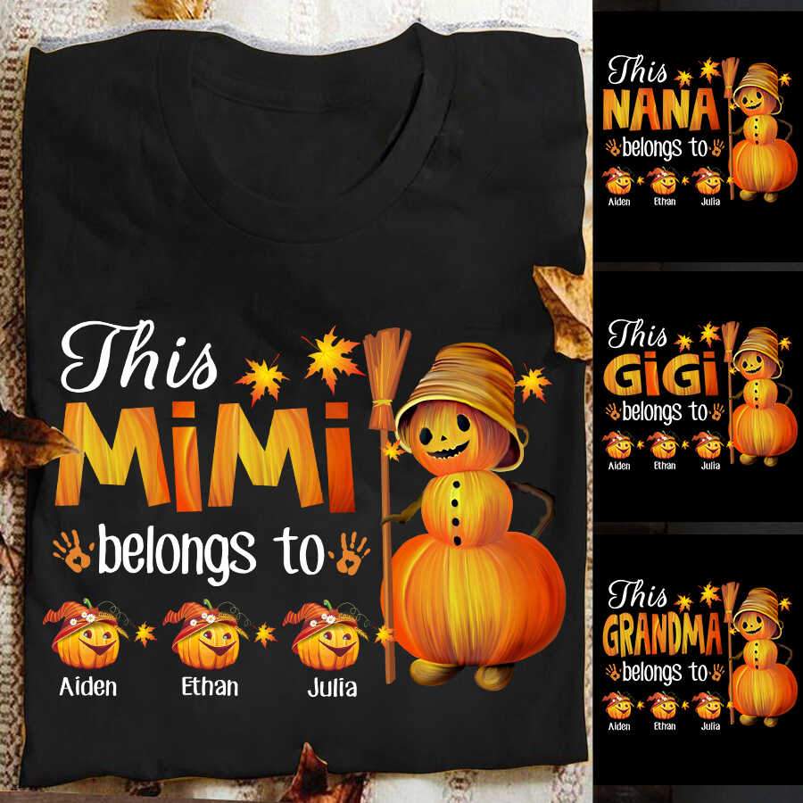 This Mimi Belongs To, Custom Grandma Shirt, Personalized With Grandkids Names, Pumpkin Shirt, Halloween Gift