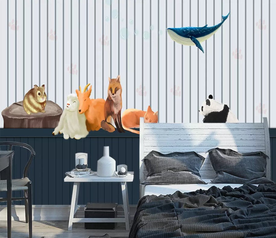 3D Kids, Whales, Conche, Panda Wallpaper-Nursery