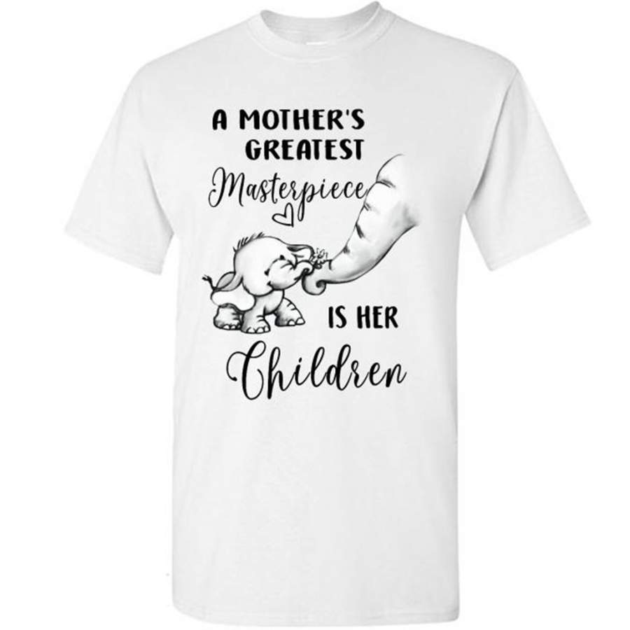 A Mother Greatest Masterpiece Is Her Children, Elephant Mom, Mother’s Day Gift – Gildan Short Sleeve Shirt