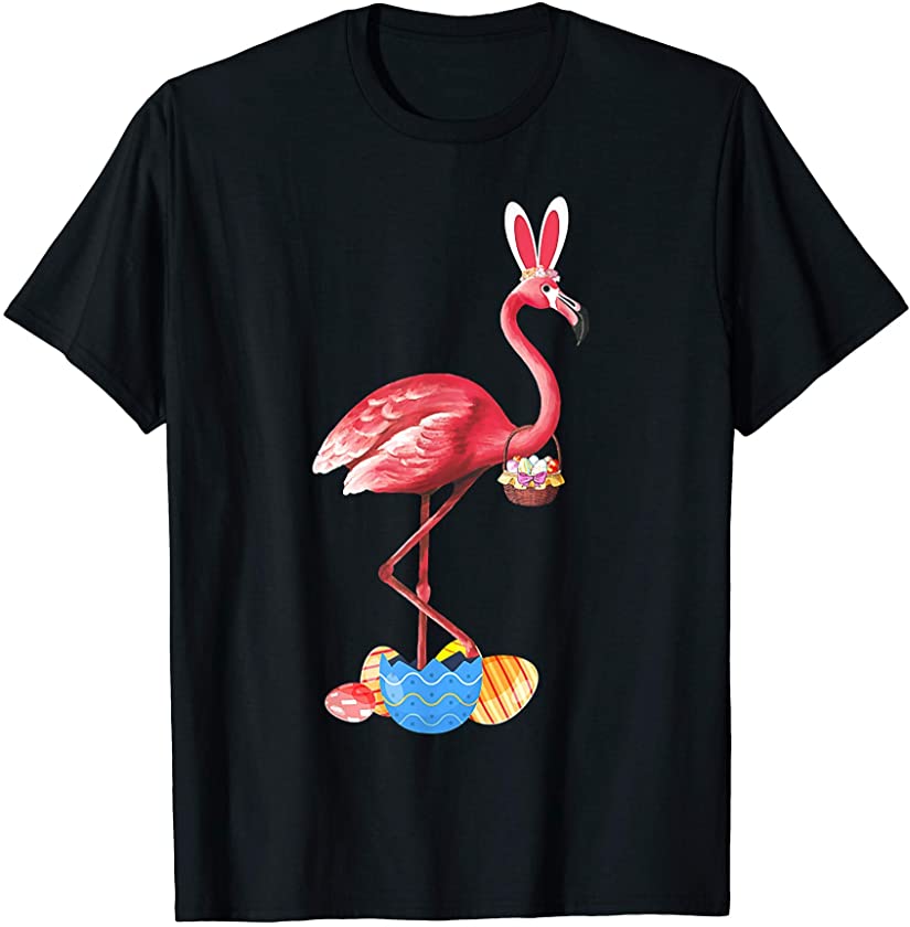 Cute Flamingo Bunny Ears Easter Eggs Easter T-Shirt