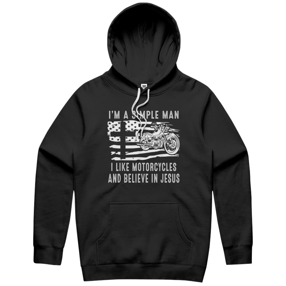 I Am A Simple Man I Like Motorcycles And Believe In Jesus Hoodie