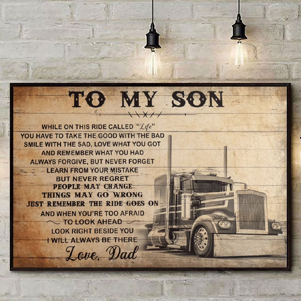 To My Son While On This Ride Called Life You Have To Take The Good With The Bad Landscape Poster & Canvas Gift For Son Home Decor Wall Art Visual Art