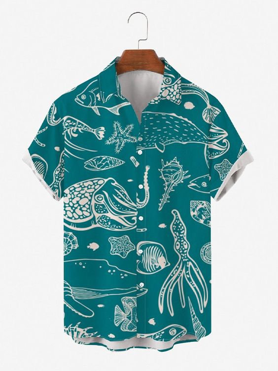 Lake Casual Ocean Short Sleeve Hawaii Shirts Ha16015