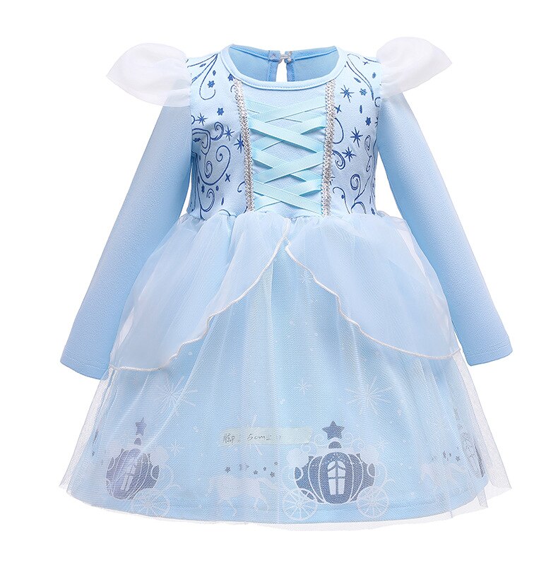 Autumn Winter Baby Girls Little Mermaid Dress Long Sleeve Toddle Girls Snow White Princess Dresses Christmas Costumes Clothes alx