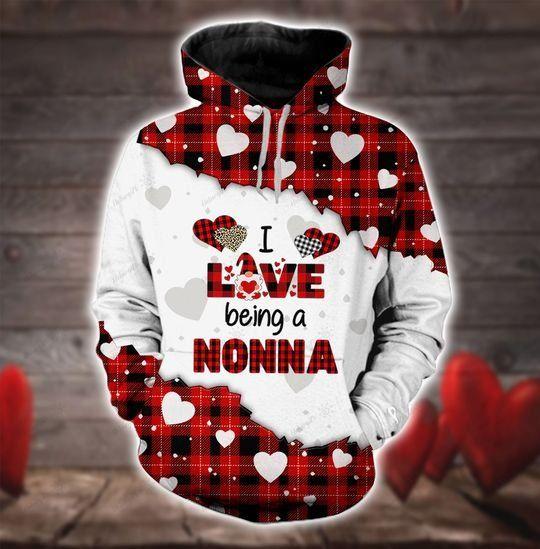 Apayprints -I Love Being A Nonna Leopard Red Buffalo 3d All Over Printed Hoodie Set