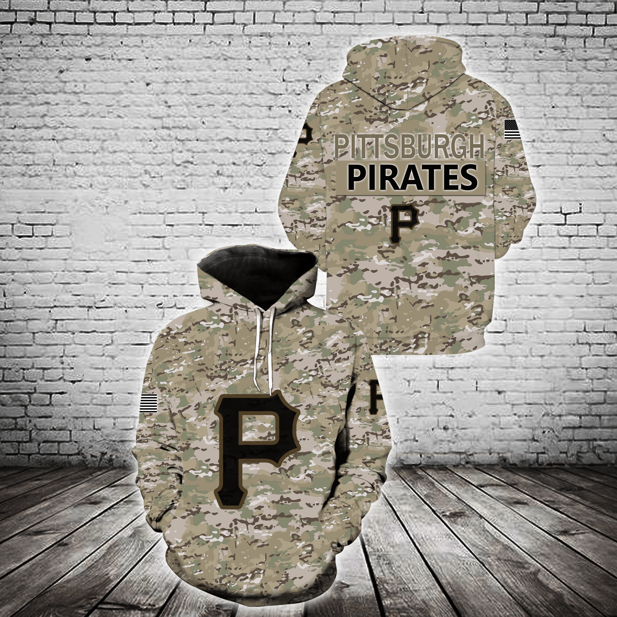 Pittsburgh Pirates Camouflage Veteran 3D T Shirt Hoodie Sweater S2003Ewj