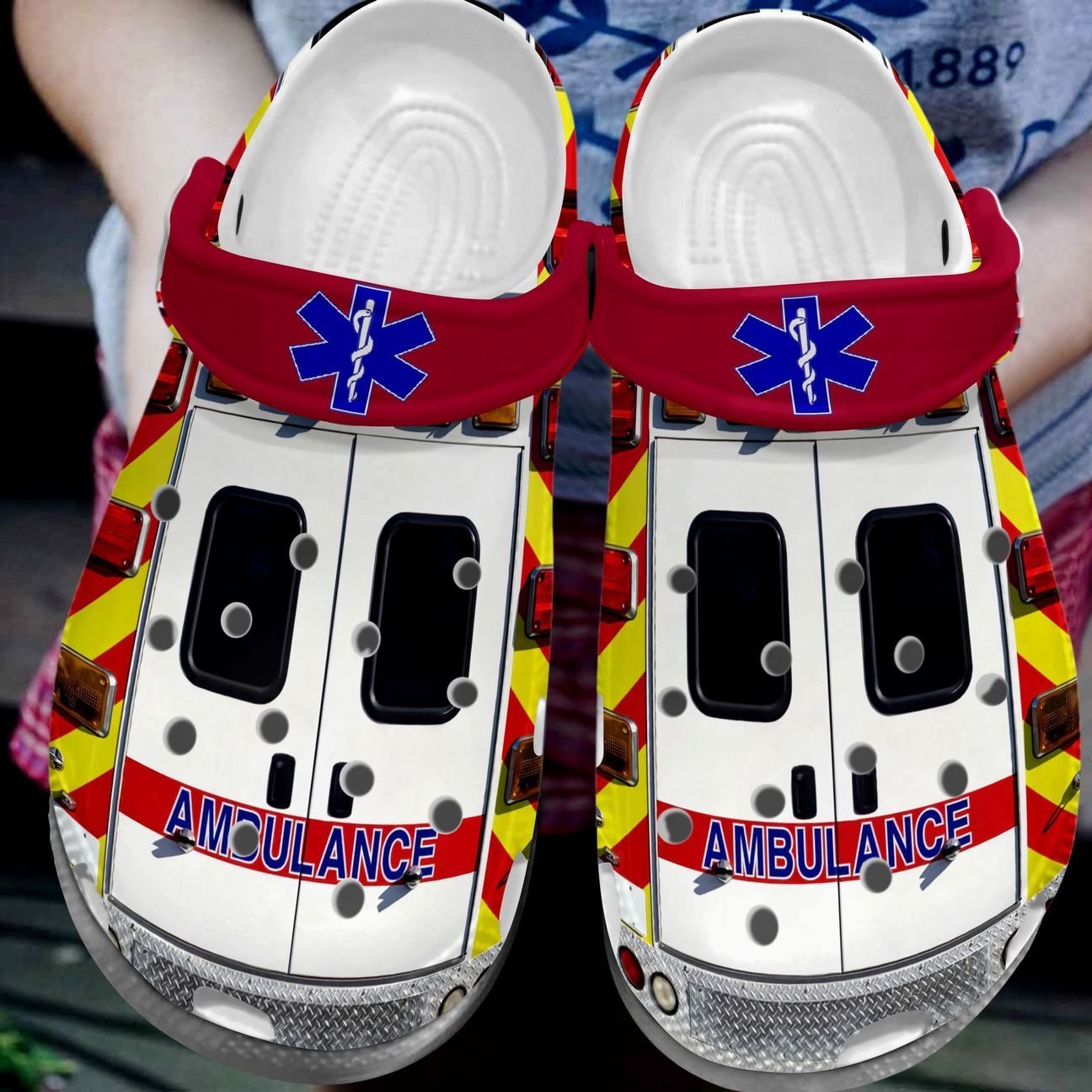 Ems Personalize Clog, Emergency Medical Services Custom Name, Text, Fashion Style For Women, Men, Kid, Print 3D Ambulance 2.0