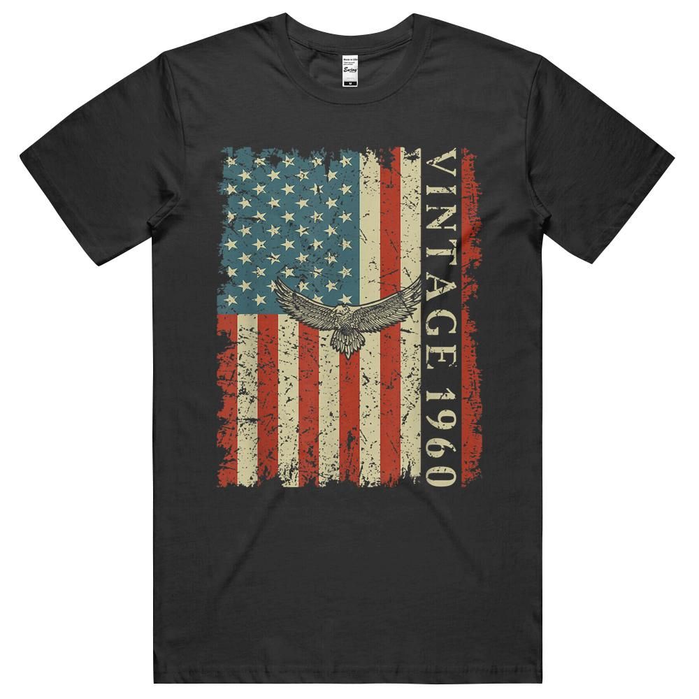 1960 60 Years Old Birthday Gifts Usa Flag Eagle Vintage 1960 T-shirt