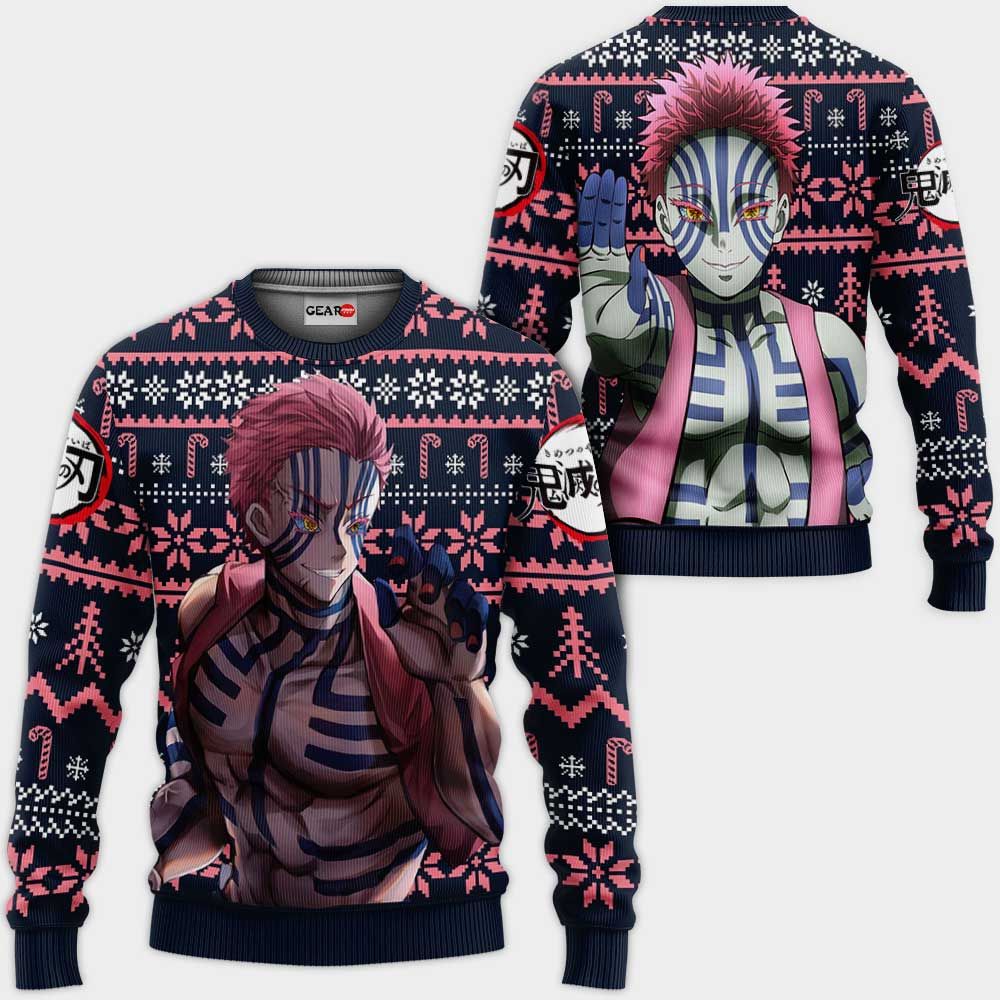 Akaza Ugly Christmas Sweater Custom Anime Kimetsu Xmas Gifts