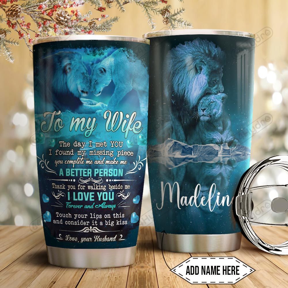 To My Wife Lion Personalized Tha2611016  Stainless Steel Tumbler Travel Customize Name, Text, Number, Image