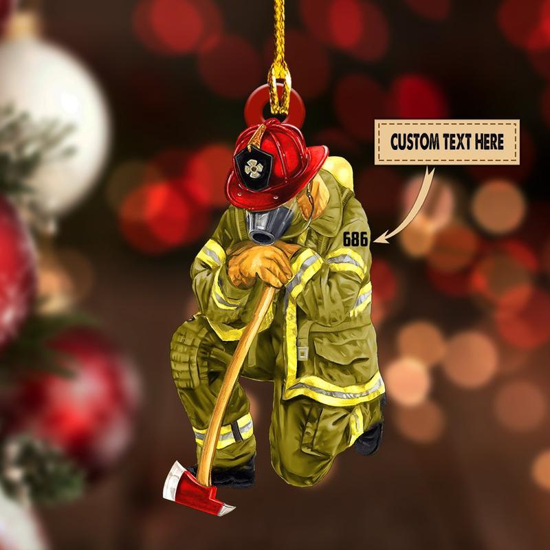 Firefighter Sacrifice Memorial Hero Custom Text Shape Ornament