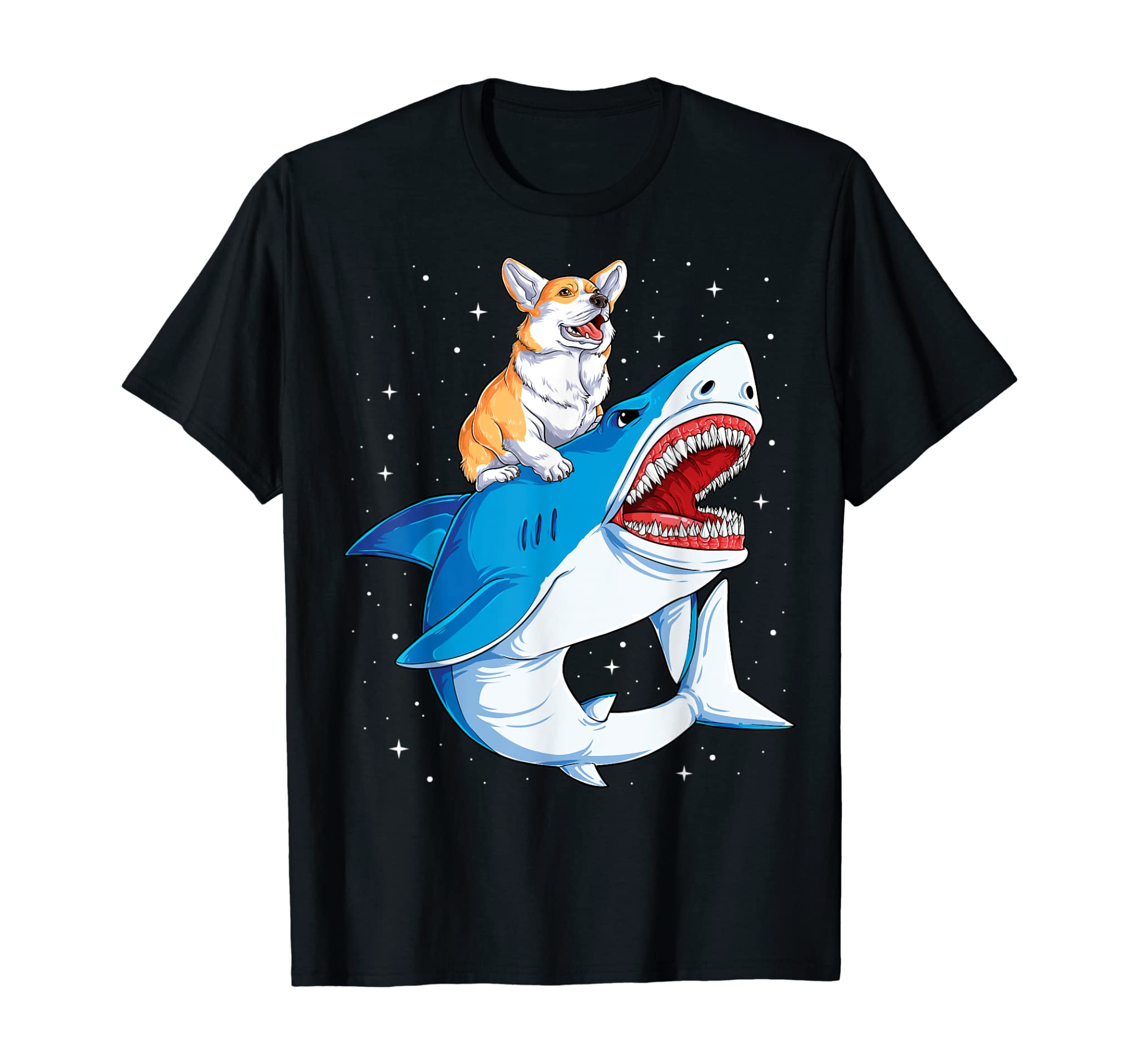 Corgi Shark T shirt Kids Boys Men Space Galaxy Jawsome Gifts