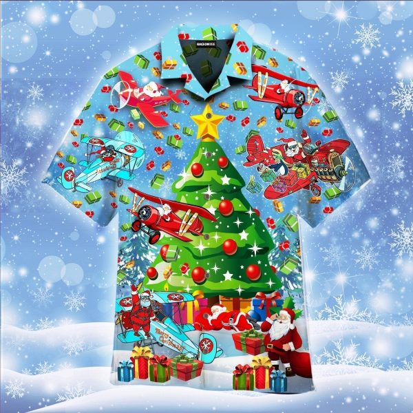 Christmas Fly With Santa On An Airplane Hawaii Shirt For Men Women Ha27319