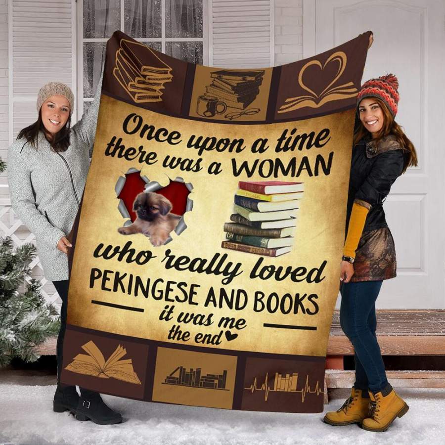 Custom Blanket Pekingese Dog And Books Blanket – Fleece Blanket