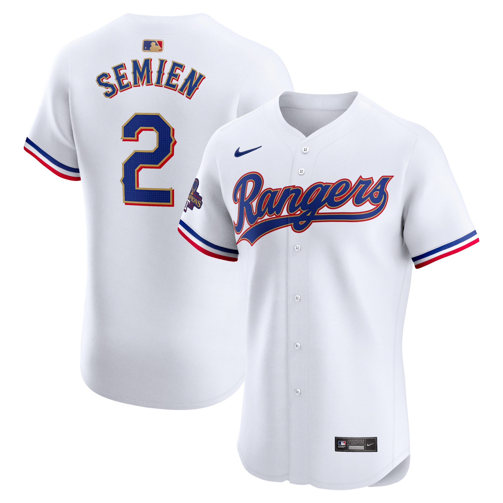 Marcus Semien Texas Rangers 2024 Gold Collection Elite Player Jersey  White