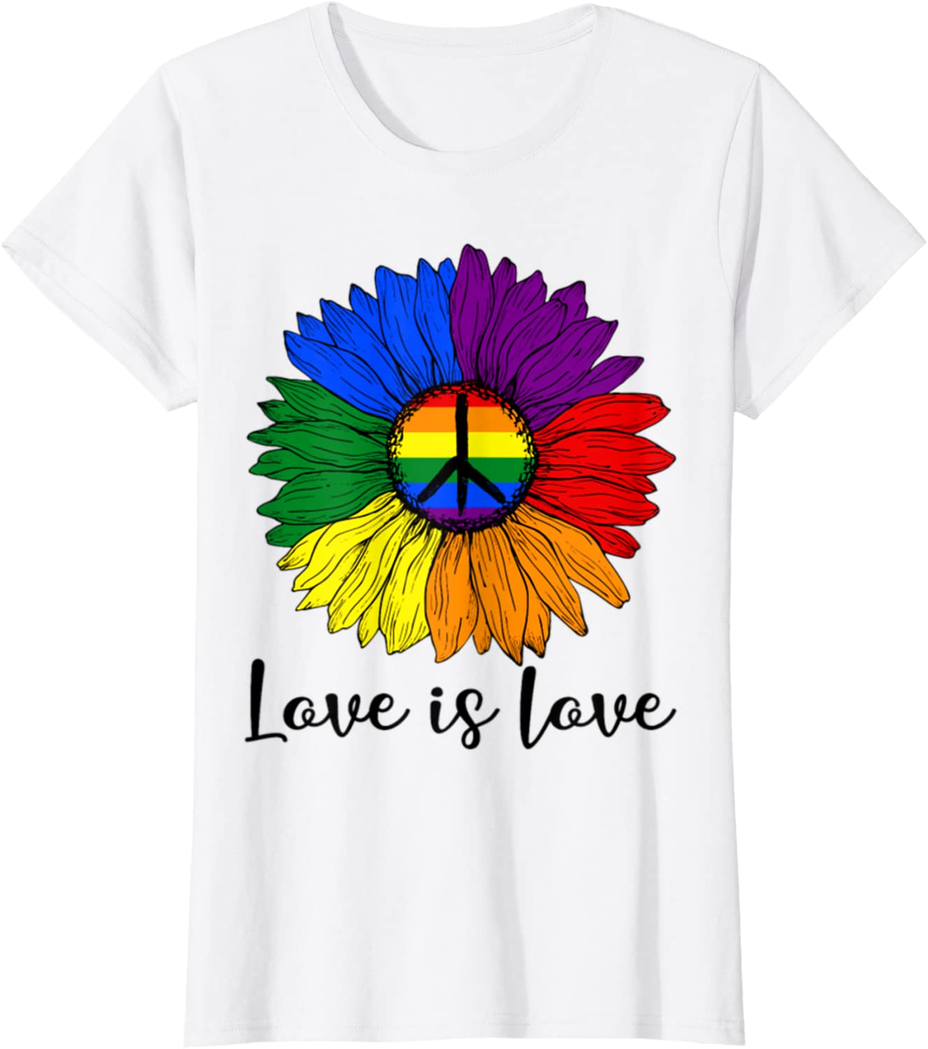 Pride T Shirts, Rainbow Sunflower Love Is Love Lgbt Gay Lesbian Pride T-Shirt