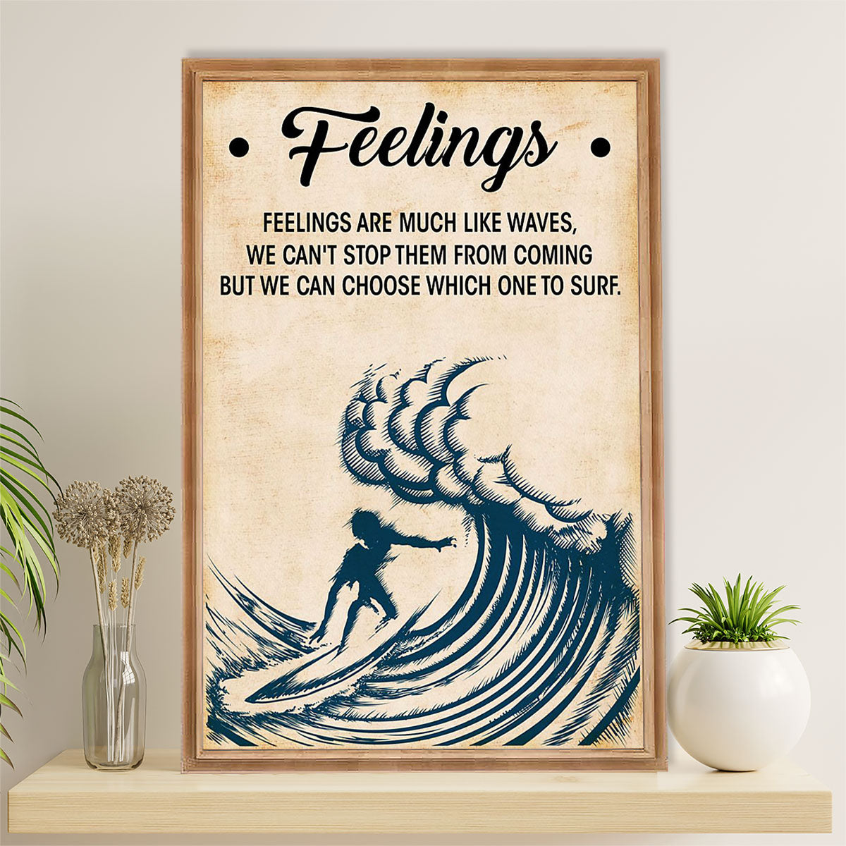 Water Surfing Canvas Wall Art Prints | Feelings Are | Home Décor Gift For Beach Surfer