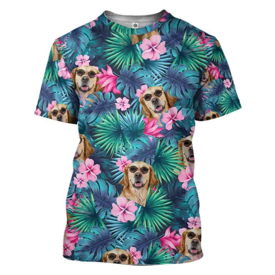 Gearhuman Golden Retriever Tropical Hawaiian Custom Tshirt Apparel Ha88705