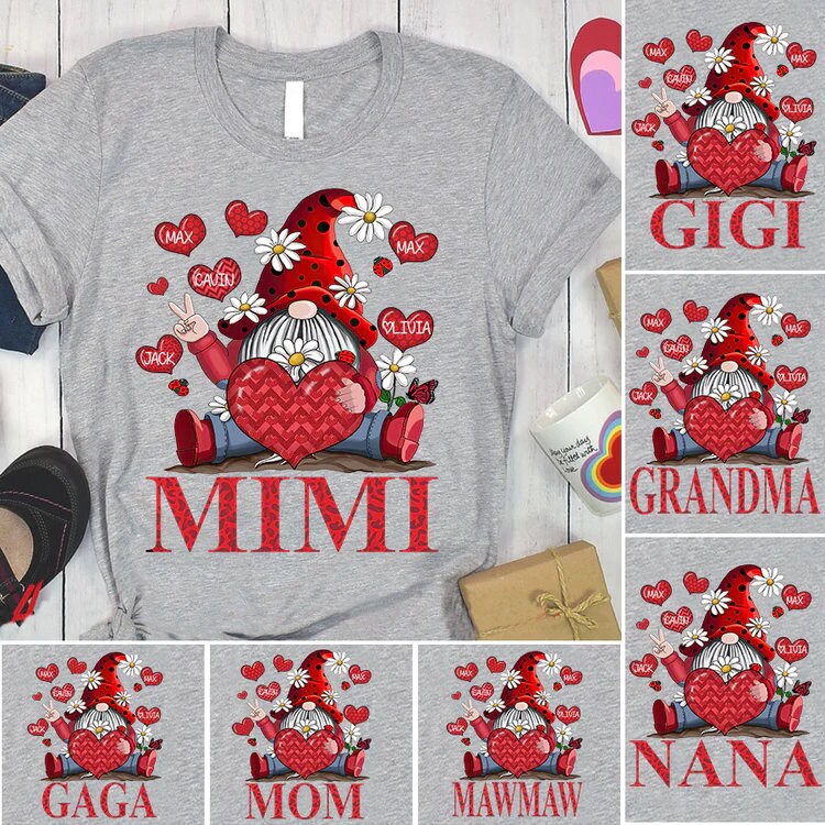 Personalized Xmas Gnome Mimi T Shirt, Christmas Grandma Nana Mimi Shirt Custom Kidnames, Xmas 2022 Mimi Gnome Shirt, Heart Mimi Gnome Shirt