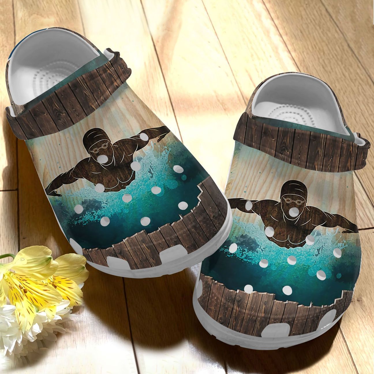 Swimming Personalized Clog, Custom Name, Text, Color, Number Fashion Style For Women, Men, Kid, Print 3D Swimming In My Veins