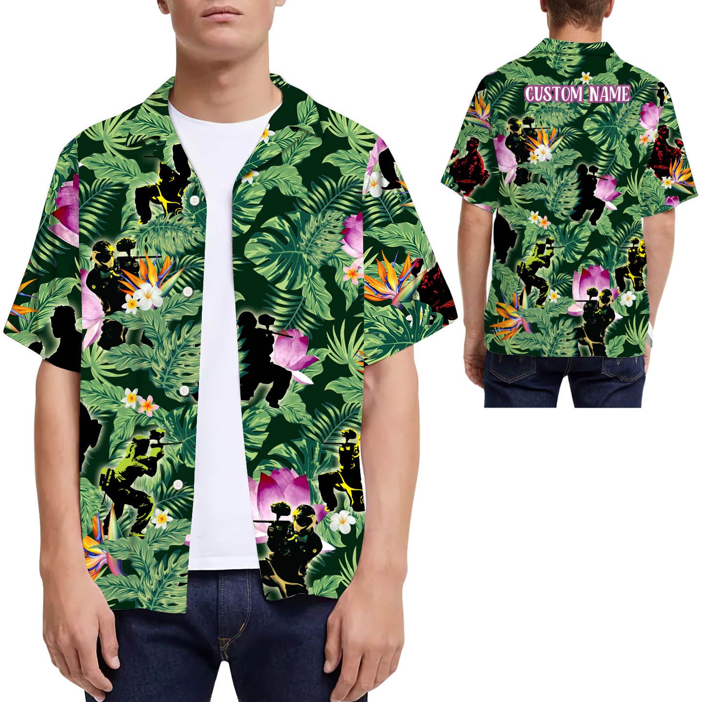 Paintball Tropical Custom Name Hawaii Shirt For Men Lovers Ha22731