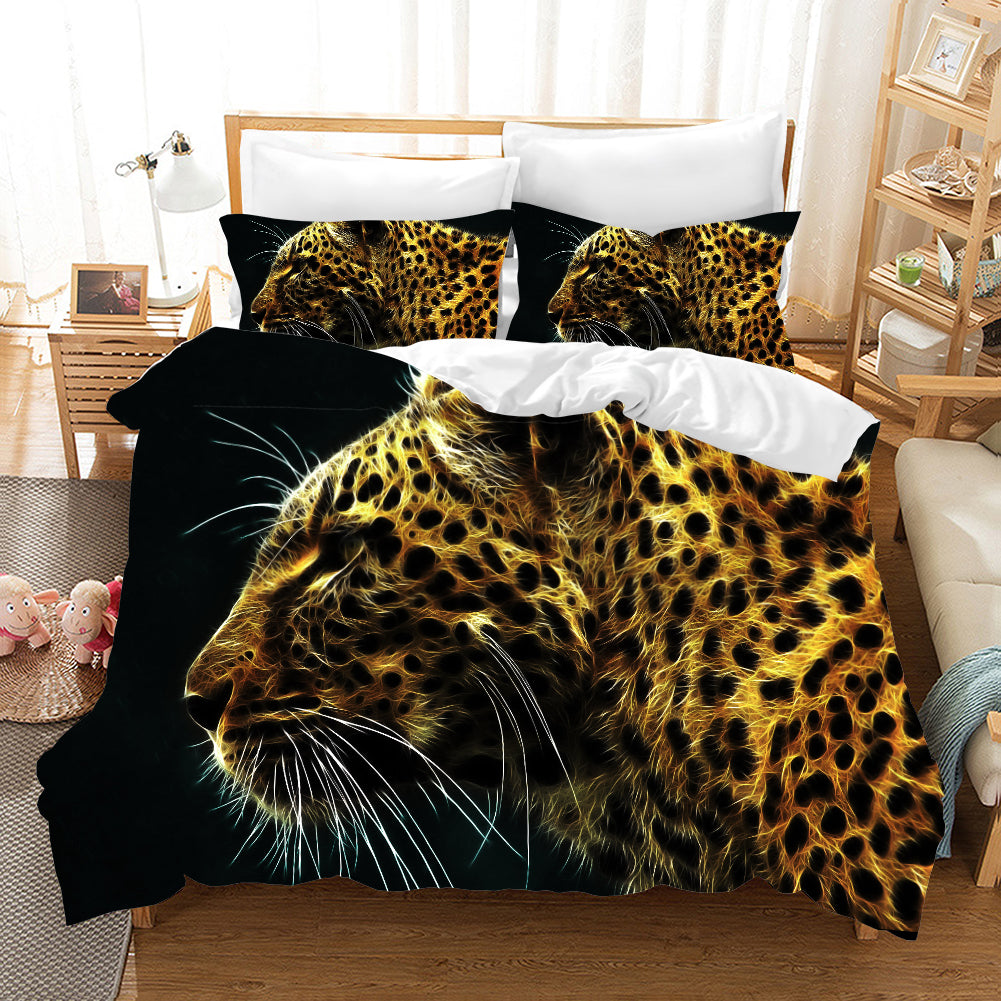 3D Black Leopard Quilt Cover Set Bedding Set Pillowcases 100