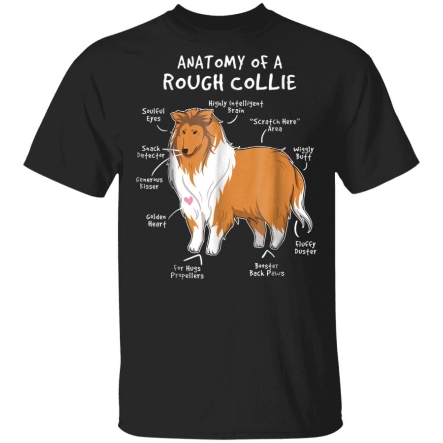 Anatomy Of A Rough Collie Funny Dog Puppy Gift T Shirt