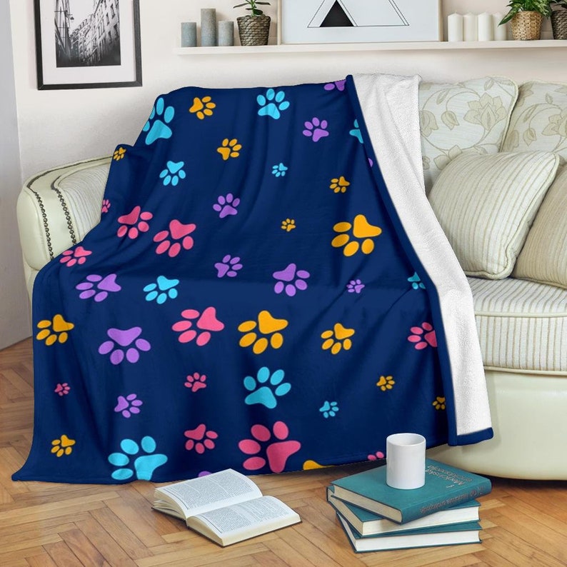 Pet Blanket, Dog Blanket, Cat Blanket, Paw Print Fleece Blanket, Paw Print Cozy Blanket, Personalized Dog Cat Blanket, Puppy Blanket, Fleece Blanket, Sherpa Blanket