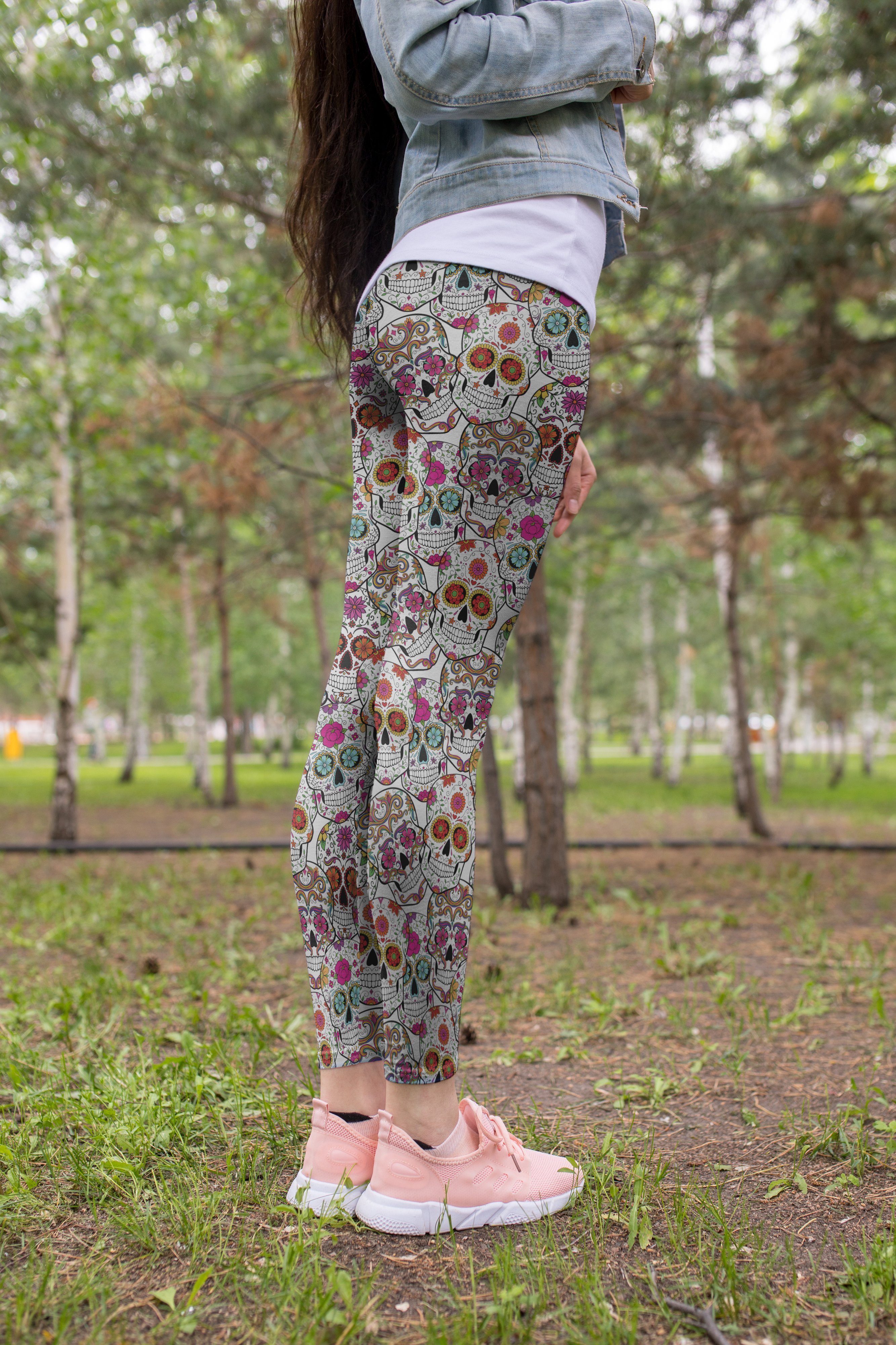 3D All Over Print Pink Skull Legging