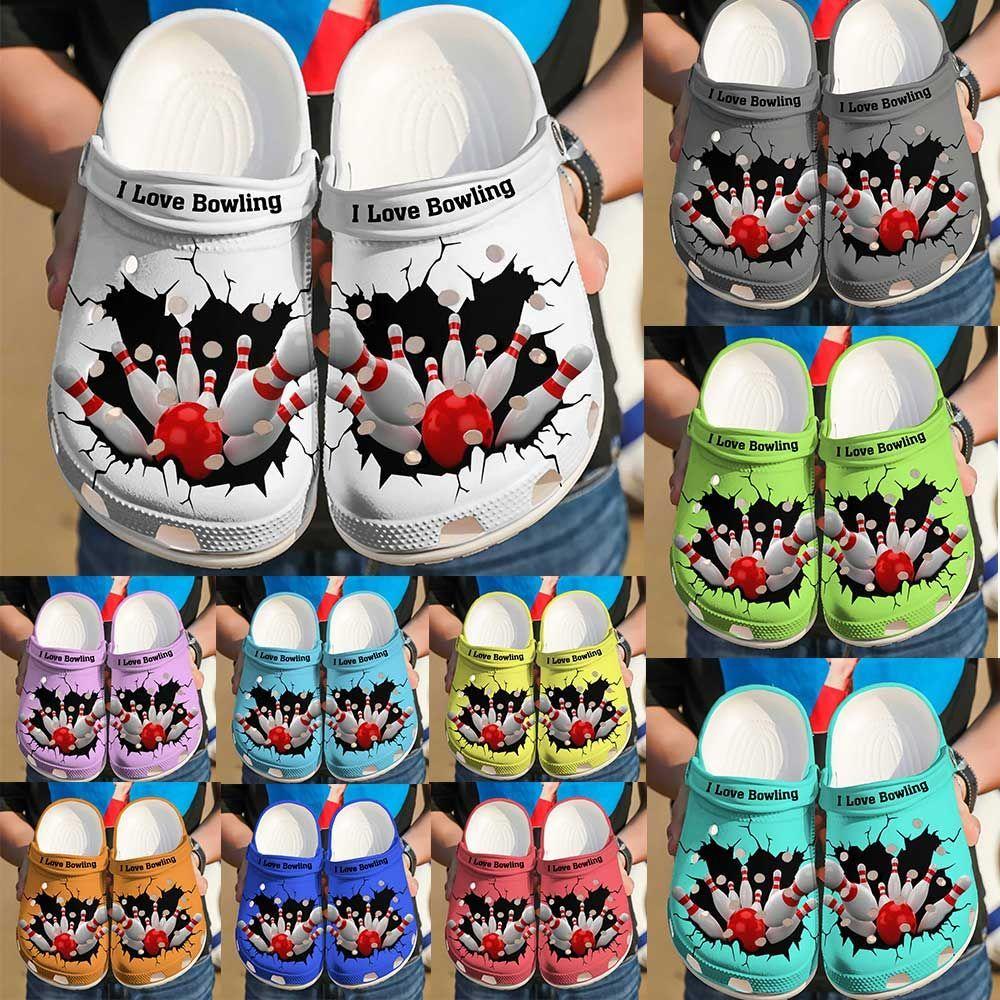 Bowling Personalized Clog, Custom Name, Text I Love Bowling, Fashion Style For Women, Men, Kid, Print 3D