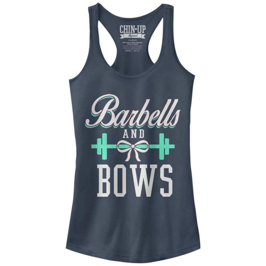 CHIN UP Junior’s Barbells and Bows  Racerback Tank Indigo