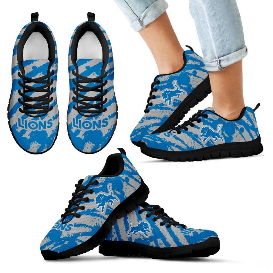 Stripes Pattern Print Detroit Lions Sneakers