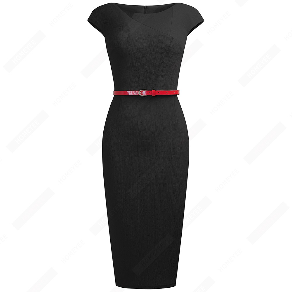 Women Wear to Work O-Neck Bodycon Elegant Brief Solid Color Charming Pencil Dress EB589 alx