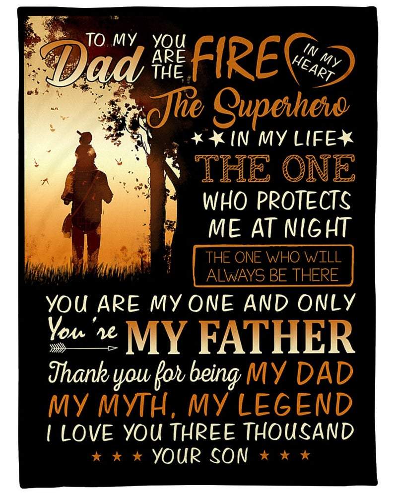 To My Dad Thank You For Being My Dad, Fleece Blanket Gift For Father From Son For Birthday Home Decor Bedding Couch Sofa Soft And Comfy Cozy