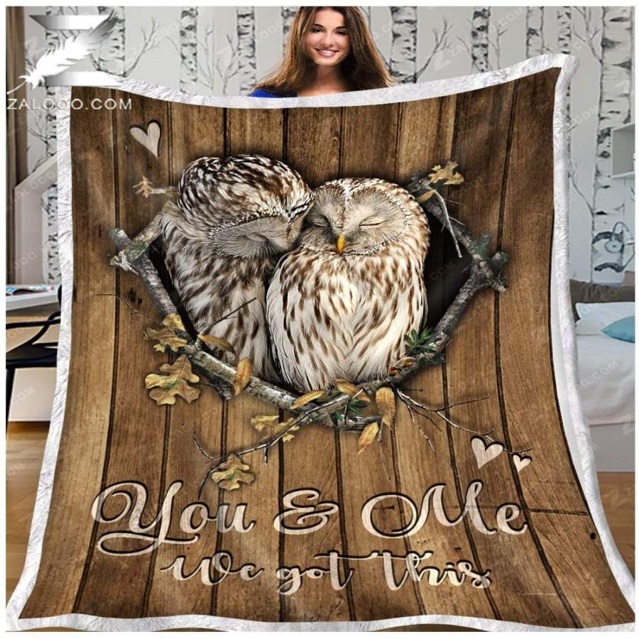 Zalooo – Custom Fleece Blanket – OWL – Wedding Anniversary – You and me We got this