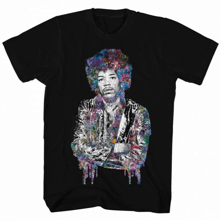 YPS Jimi Hendrix Mens New T-Shirt HENDRIX PAINT In 100% Black Cotton SM – 3XL