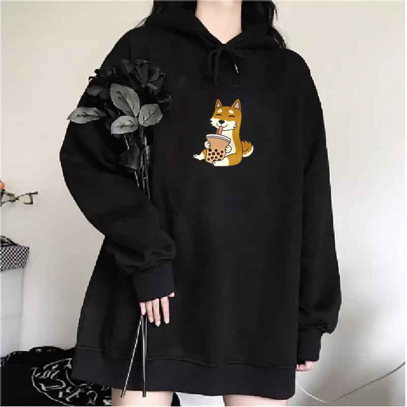 Cute illustration Shiba Inu Women Hoodie Printed Casual Fashion Personality Sweatshirt Unisex All-match Oversize Pullover Loose alx