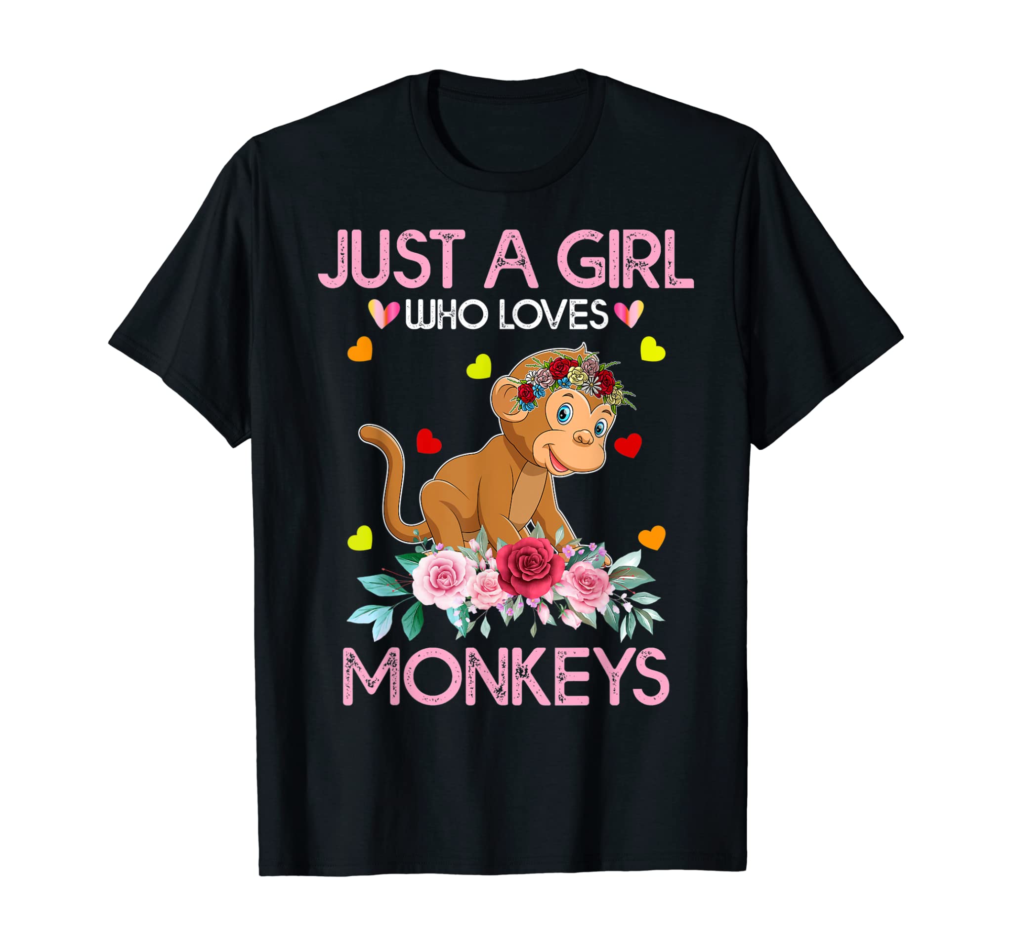 Monkey Tee For Women Kids Just A Girl Who Loves Monkeys