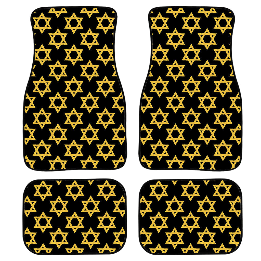 Black And Yellow Star Of David Print Front And Back Car Floor Mats, Front Car Mat