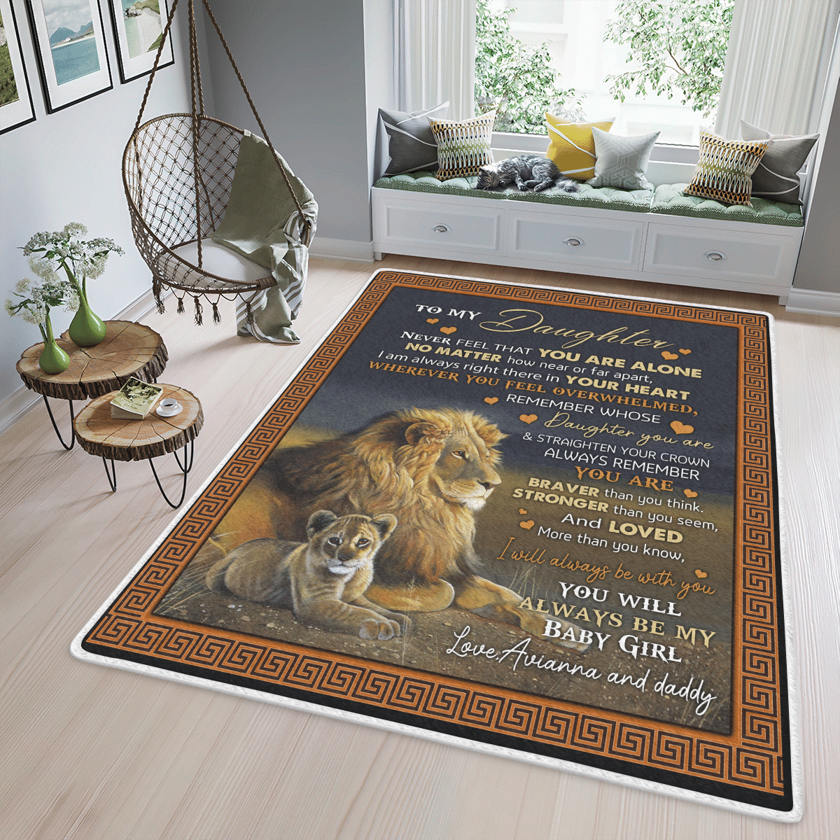 Wooni To My Daughter – Lion Area Rug, Rectangle Rug Wn070322113