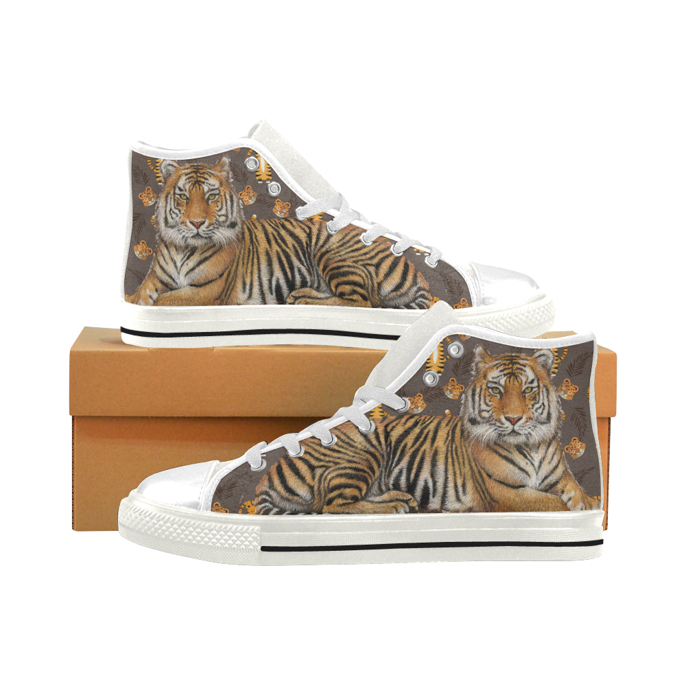 Tiger White Men’s Classic High Top Canvas Shoes