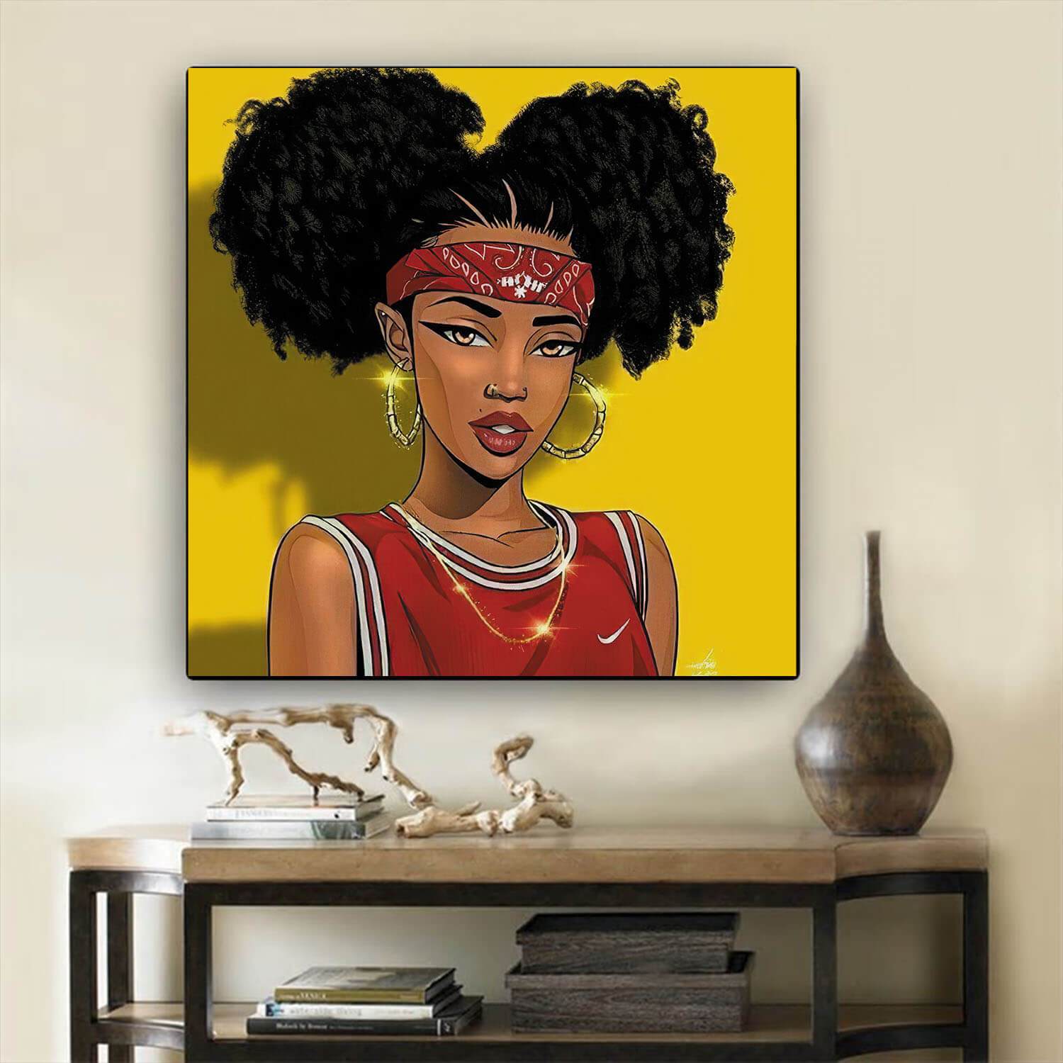 African American Canvas Art Cute Melanin Poppin Girl Black History Canvas Art Afrocentric Home Decor BPS90819