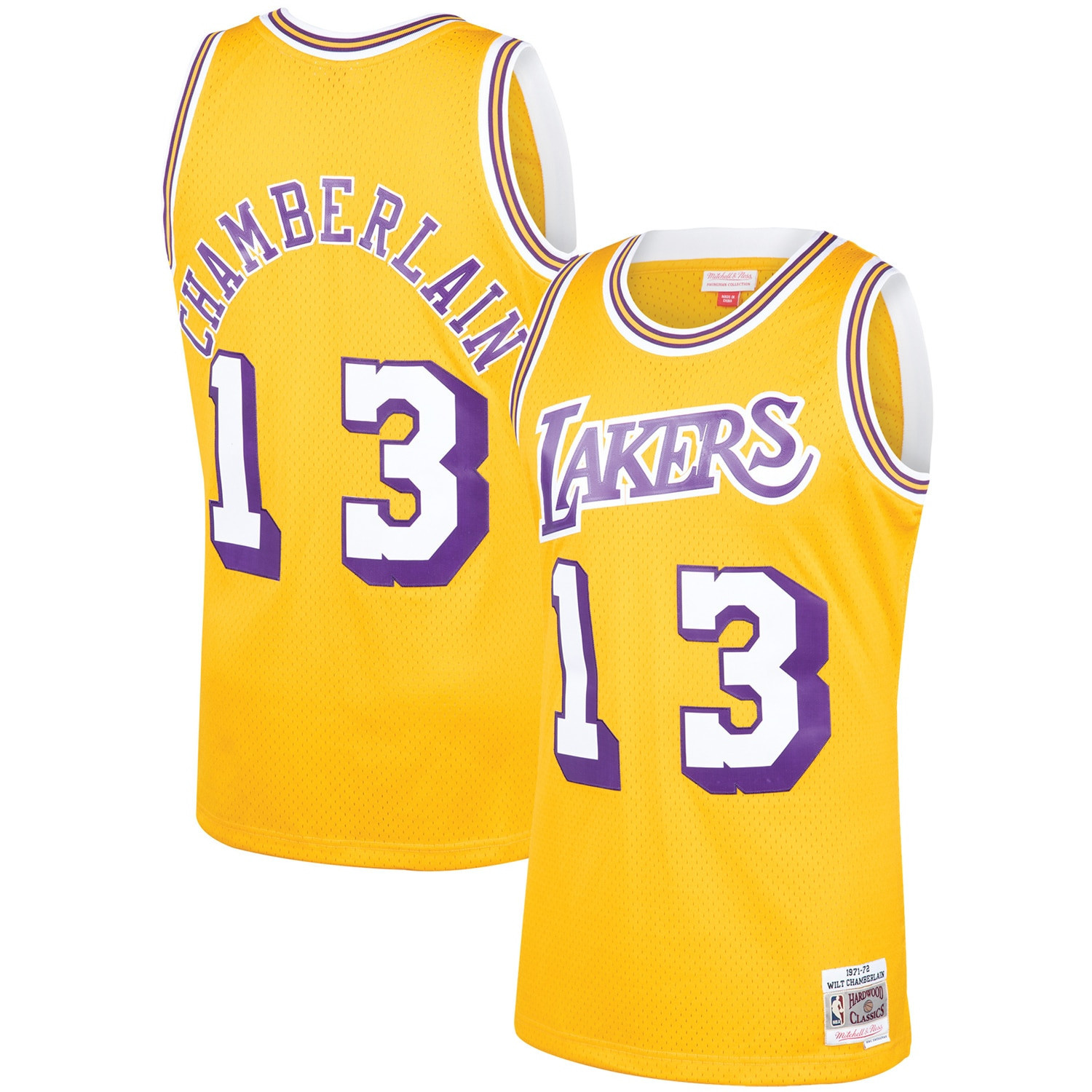 Wilt Chamberlain Los Angeles Lakers Mitchell & Ness 1971-72 Hardwood Classics Swingman Player Jersey – Gold NBA