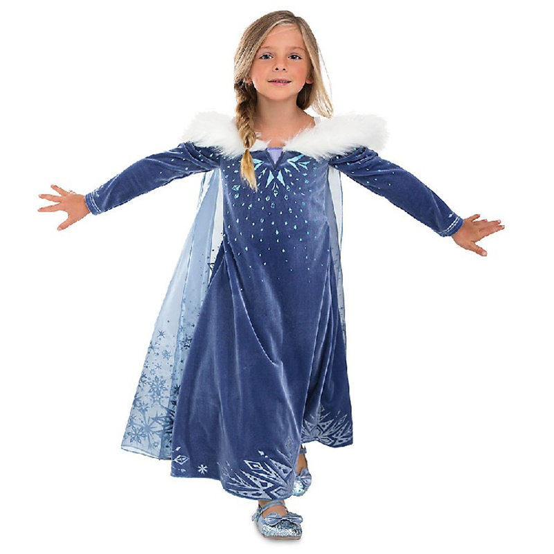 Baby Girls Elsa Party Costumes Anna Princess Dress The Snow Queen Children Warm Dresses Kids Velvet Cottoning Long Sleeve Dress alx