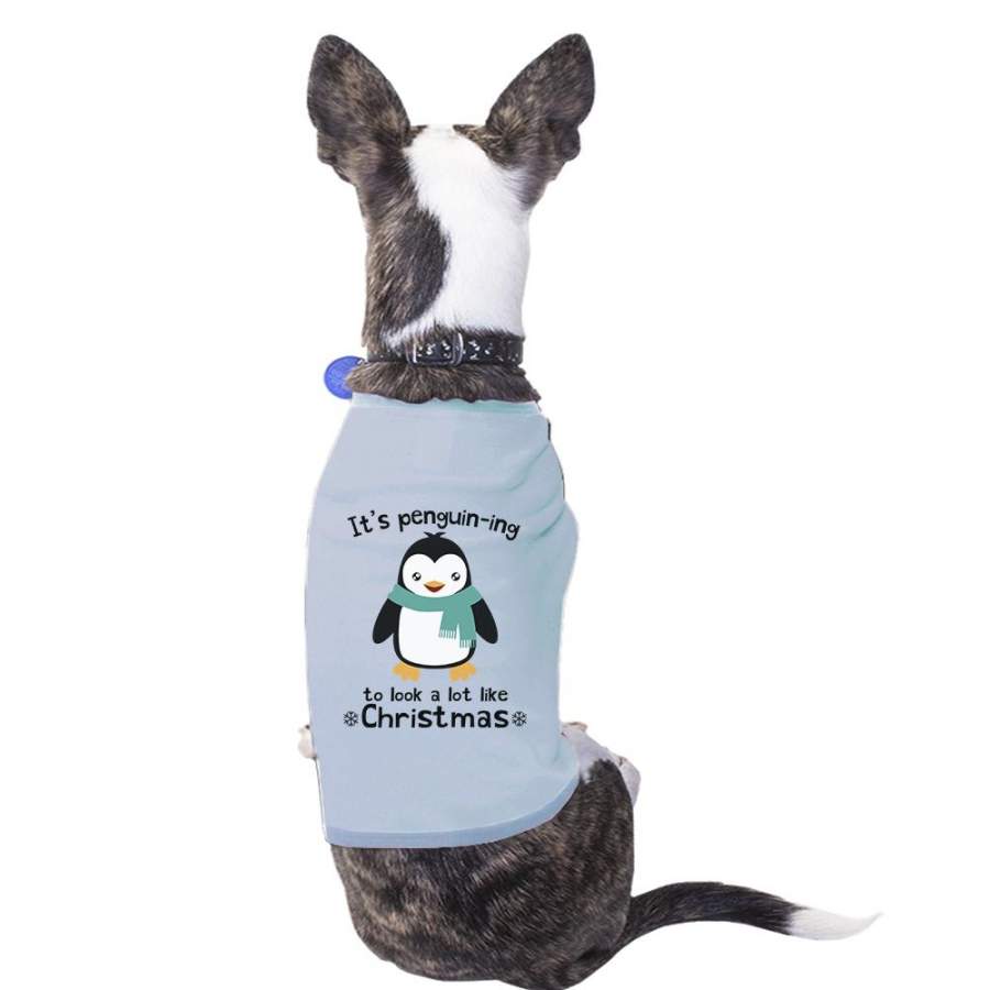 It’s Penguin-Ing To Look A Lot Like Christmas Pets Sky Blue Shirt