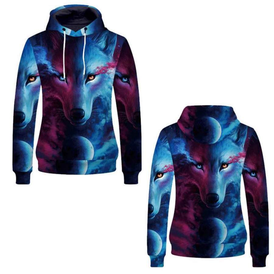 Animal Hoodies – Spirit Wolf Unisex Pullover Hooded Sweatshirt