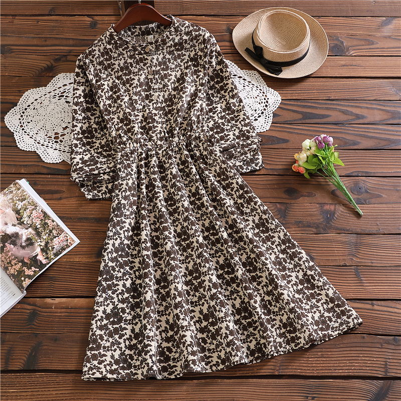 Autumn fashion elegant mori girl sweet vestidos mujer new arrival long sleeve women floral dress alx