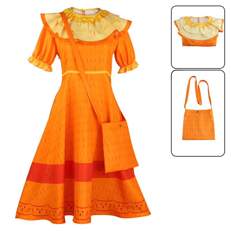 Anime Movie Madrigal Cosplay Costume Pepa Orange Adult Ruffle Princess Dresses Mirabel Charm Fancy Dress Carnival Gift alx