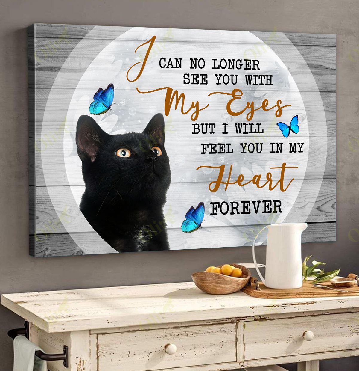 Black Cat – I Feel You In My Heart Canvas Wall Art Home Decor